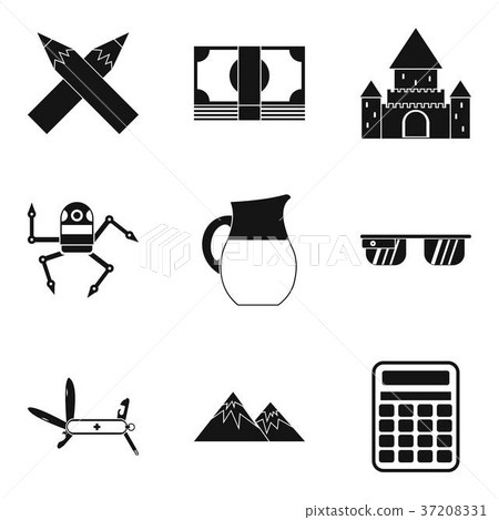 Wakening icons set, simple style 37208331