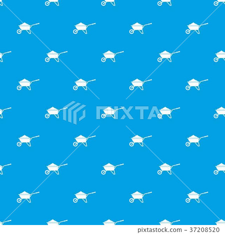 Wheelbarrow loaded with soil pattern seamless blue 37208520