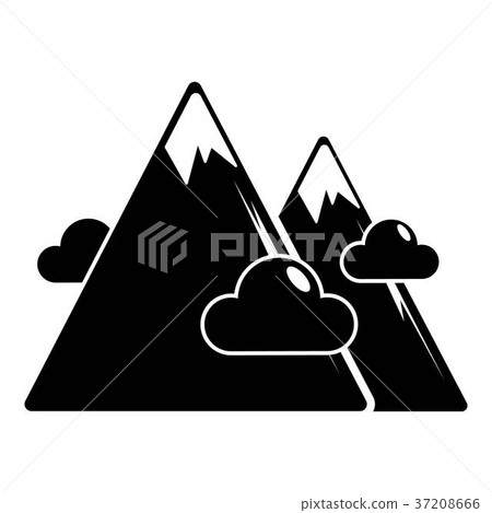Mountains icon, simple black style 37208666