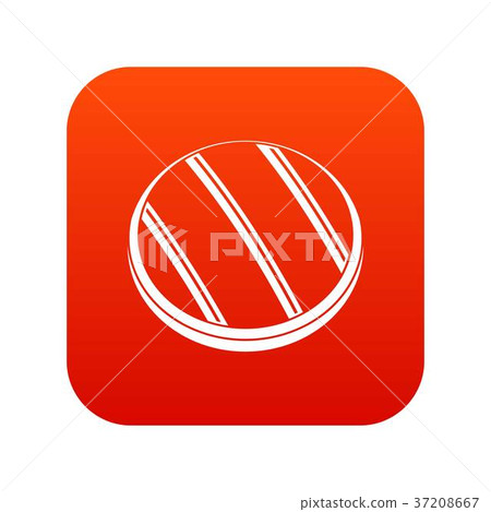 Grilled round beef steak icon digital red 37208667