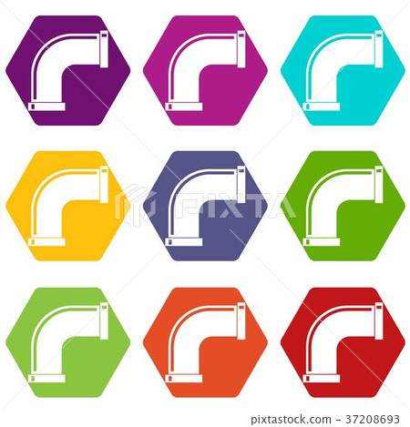 Water pipe icon set color hexahedron - Stock Illustration [37208693 ...