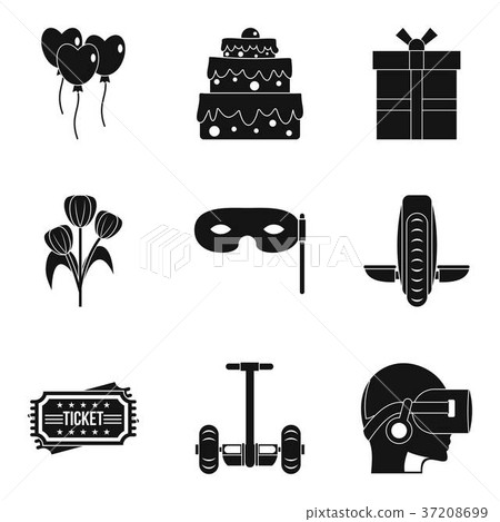 Flower icons set, simple style 37208699