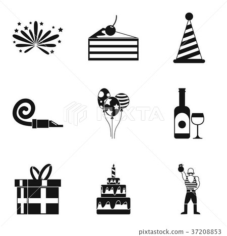 Festive food icons set, simple style 37208853