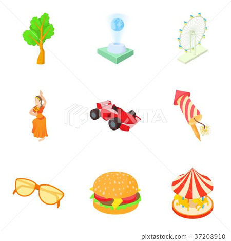 City park icons set, cartoon style 37208910