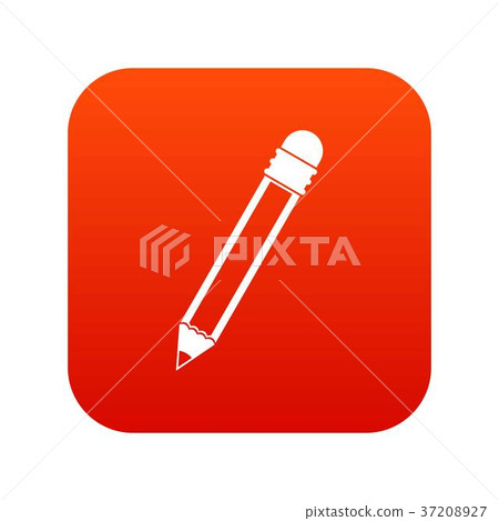 Pencil with eraser icon digital red Pencil with eraser icon digital red 37208927
