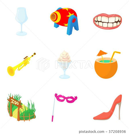 Living theater icons set, cartoon style Living theater icons set, cartoon style 37208936