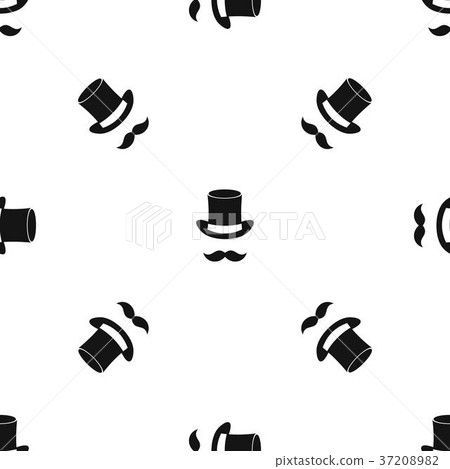 Magic black hat and mustache pattern seamless black Magic black hat and mustache pattern seamless black 37208982