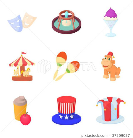 Theater icons set, cartoon style 37209027