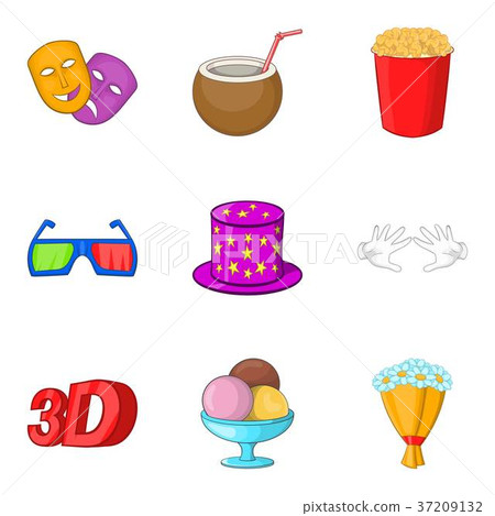 Picture show icons set, cartoon style 37209132