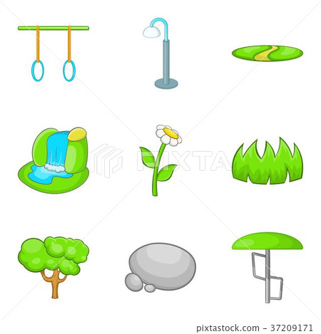 Workout park icons set, cartoon style 37209171