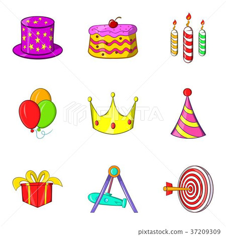 Amphitheater icons set, cartoon style 37209309