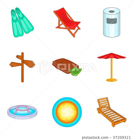 Pool icons set, cartoon style 37209321