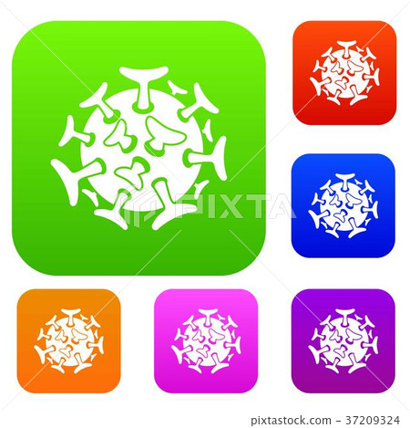 Round viral bacteria set collection Round viral bacteria set collection 37209324