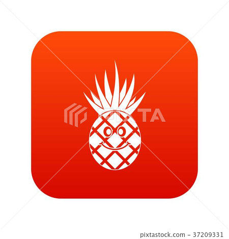 Smiling pineapple icon digital red Smiling pineapple icon digital red 37209331