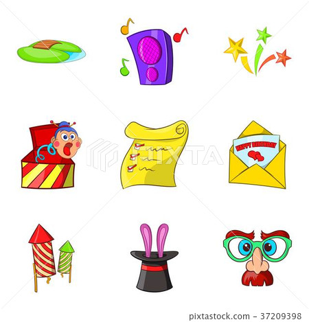 Entertaining show icons set, cartoon style 37209398