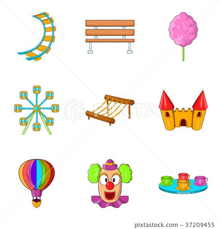 Hippodrome icons set, cartoon style 37209455