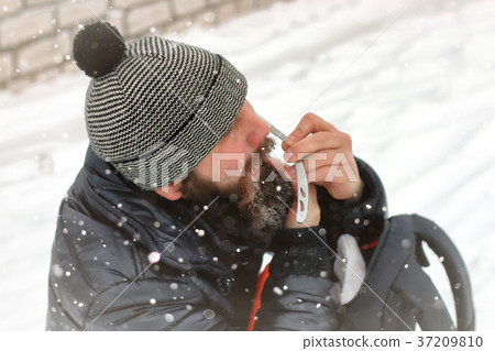 bearded man ice snow winter 37209810