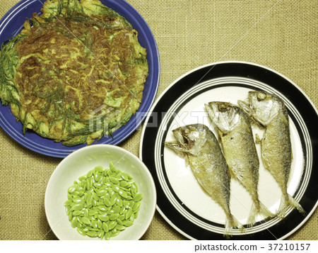 chicken omelet with local herb and mackerel fried chicken omelet with local herb and mackerel fried 37210157