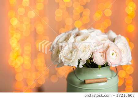 Pink persian buttercup flowers. Curly peony 37213605