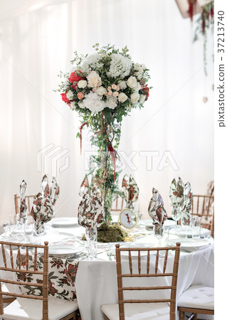 Interior of a wedding tent decoration ready for 37213740