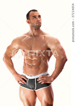 Middle aged bodybuilder posing shirtless 37214854