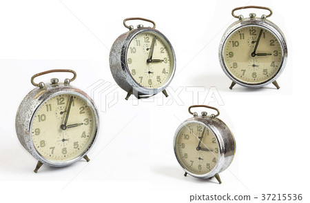 set of white isolated old clock vintage style set of white isolated old clock vintage style 37215536