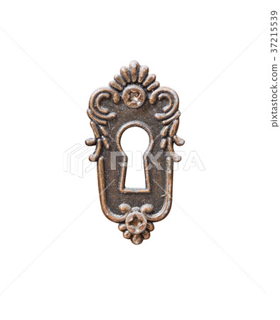 vintage key hole in white isolated 37215539