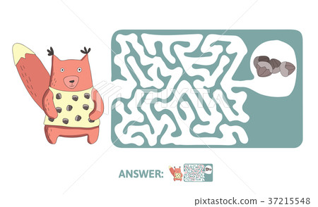 Children's maze with squirrel and nuts. Puzzle Children's maze with squirrel and nuts. Puzzle 37215548