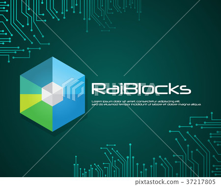 Bitcoin RaiBlock on green background Bitcoin RaiBlock on green background 37217805