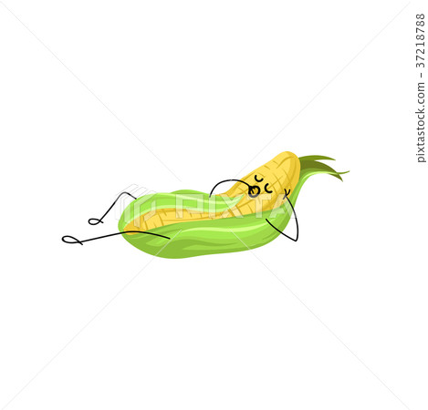 Cute funny corncob cartoon character lying and Cute funny corncob cartoon character lying and 37218788