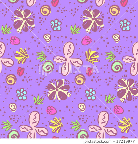 Cute bright violet doodle floral pattern Cute bright violet doodle floral pattern 37219977