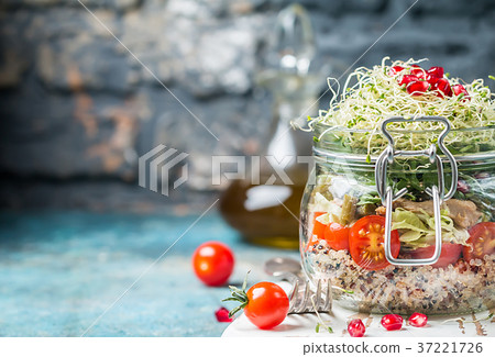 Healthy Salad in a glass jar Healthy Salad in a glass jar 37221726