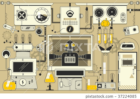 Abstract futuristic electronic laboratory 37224085
