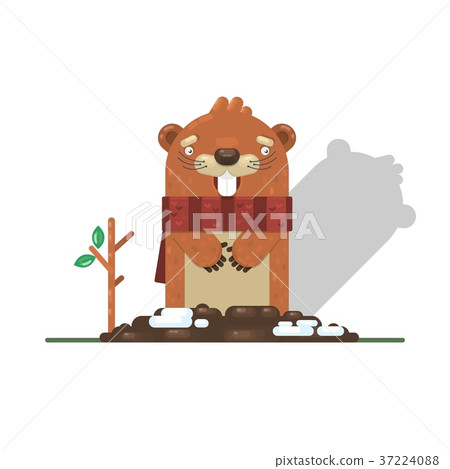 Happy Groundhog Day with Groundhog,Vector Happy Groundhog Day with Groundhog,Vector 37224088