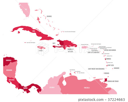 Central America and Caribbean states political map Central America and Caribbean states political map 37224663