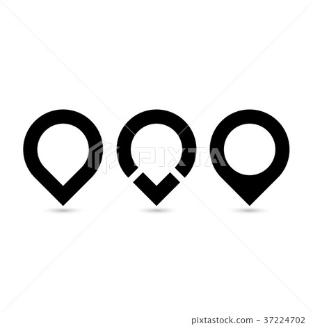 Set of three black original map pointers - - Stock Illustration ...