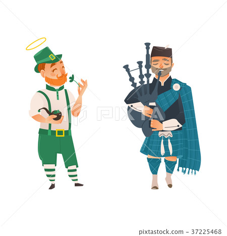vector cartoon people in UK national costumes set 37225468
