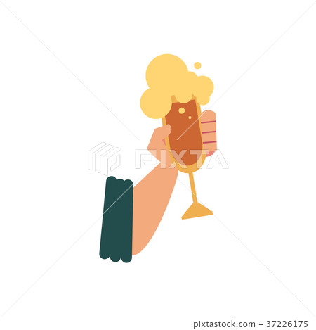 Flat icon with male hand holding glass of beer Flat icon with male hand holding glass of beer 37226175