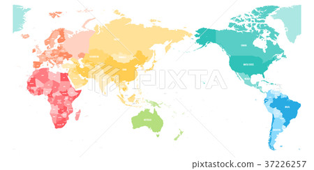 Colorful political map of World divided into six Colorful political map of World divided into six 37226257