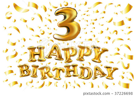 vector Golden number three 3 metallic balloon vector Golden number three 3 metallic balloon 37226698