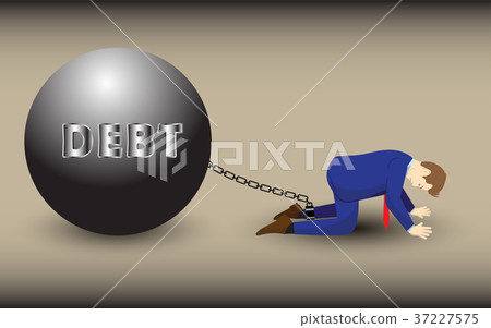 Businessmen Is Chained Up By Debt Metal Ball Businessmen Is Chained Up By Debt Metal Ball 37227575