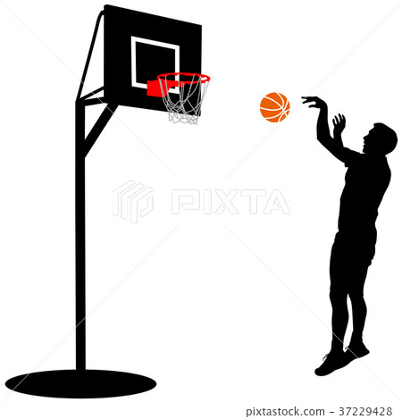 Black silhouettes of men playing basketball 37229428