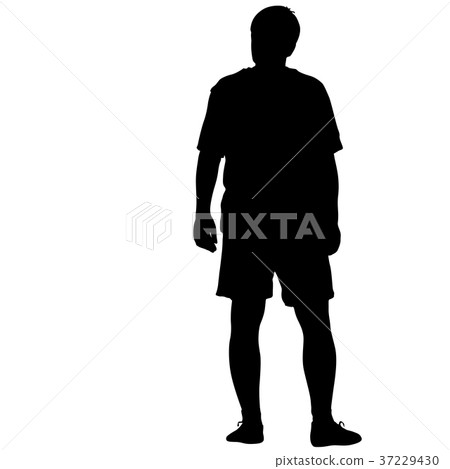 Silhouette of People Standing on White Background 37229430