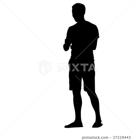 Silhouette of People Standing on White Background 37229443