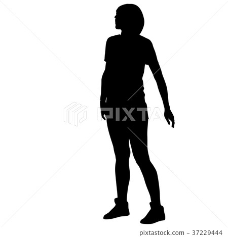 Silhouette of People Standing on White Background Silhouette of People Standing on White Background 37229444