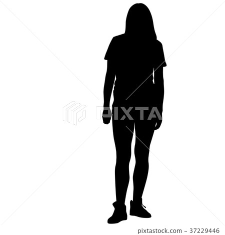 Silhouette of People Standing on White Background Silhouette of People Standing on White Background 37229446