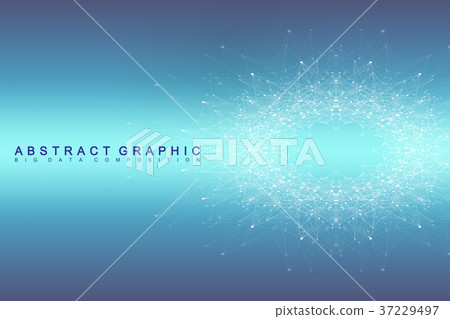 Fractal element with connected line and dots Fractal element with connected line and dots 37229497