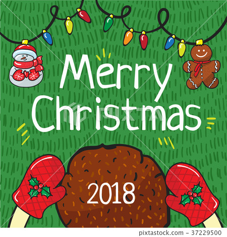 Merry christmas 2018 card hand draw Merry christmas 2018 card hand draw 37229500