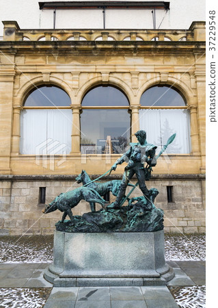 Dog handler statue at czech Konopiste castle Dog handler statue at czech Konopiste castle 37229548