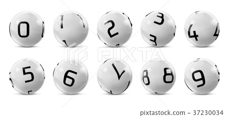 Vector lotto, bingo grey balls with numbers 37230034